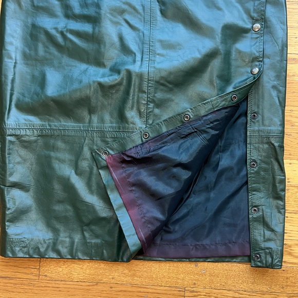 Vintage Chordas forest green leather pencil skirt - Picture 5 of 6